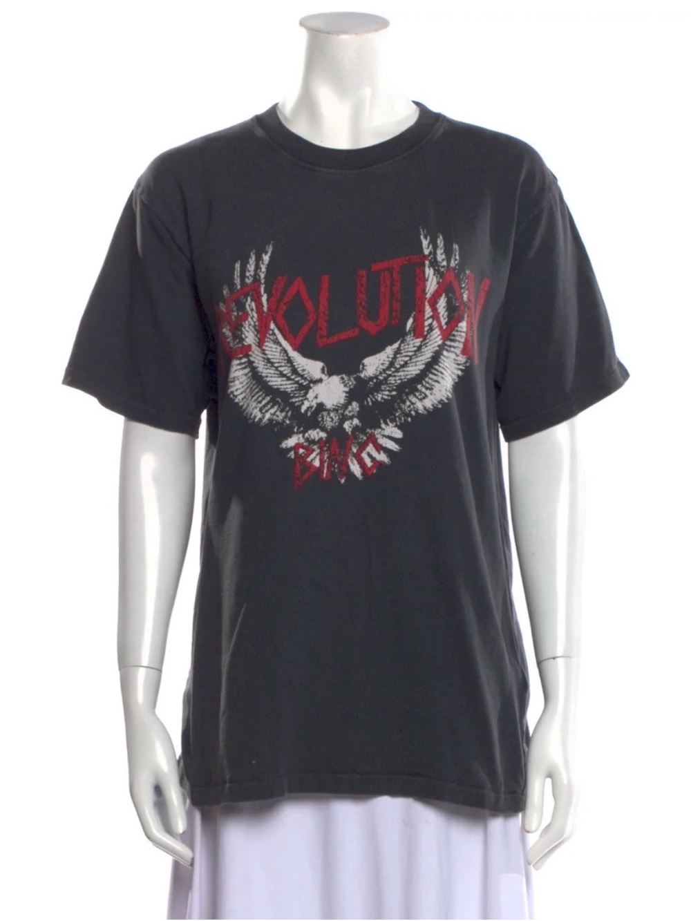 Anine Bing “Revolution” Graphic Tee – Washed Grey – Size S